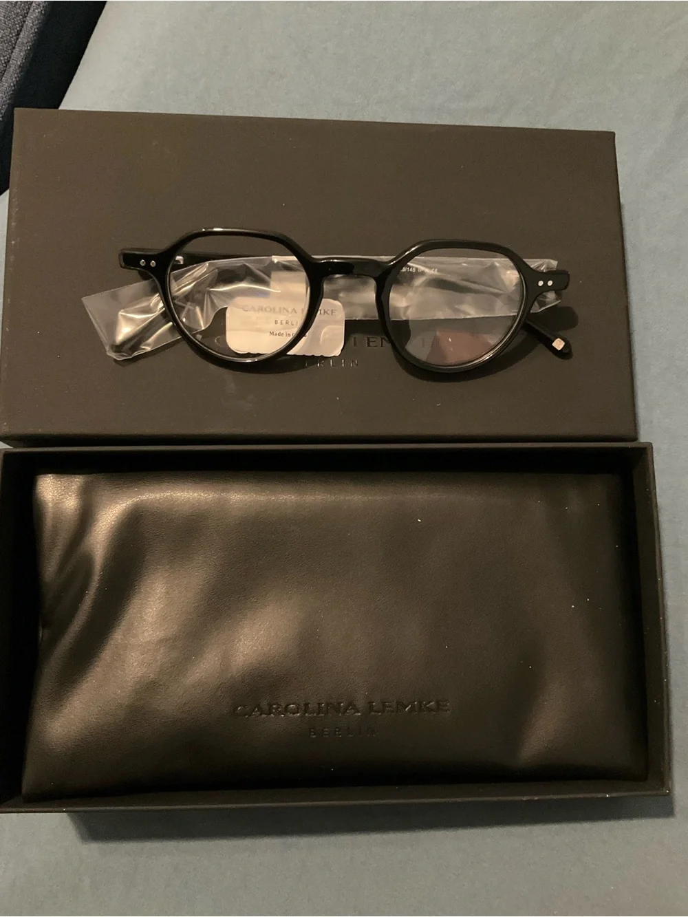 Carolina Lemke Black Oval Glasses Frame with Case